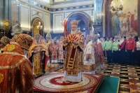 В день памяти святых равноапостольных Мефодия и Кирилла митрополит Владимир сослужил Святейшему Патриарху Кириллу в Храме Христа Спасителя в Москве