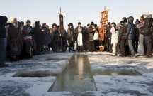 Освящение иордани в районе Базы КАФ. 19 января 2014 г.